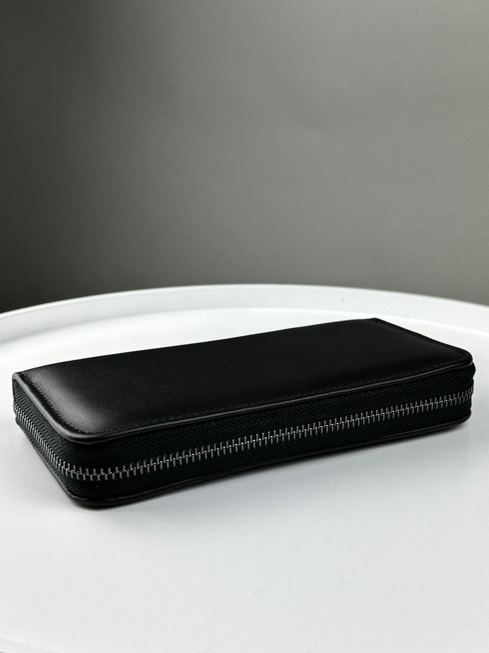 Шкіряний клатч-гаманець із натуральної гладкої шкіри SV002 (чорний)