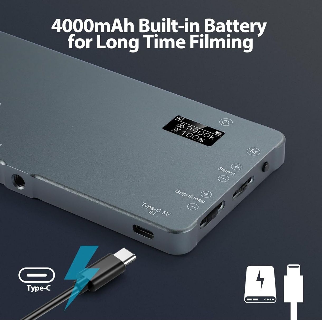 2 X Luz de Vídeo LED ENEGON 4000mAh Recarregável