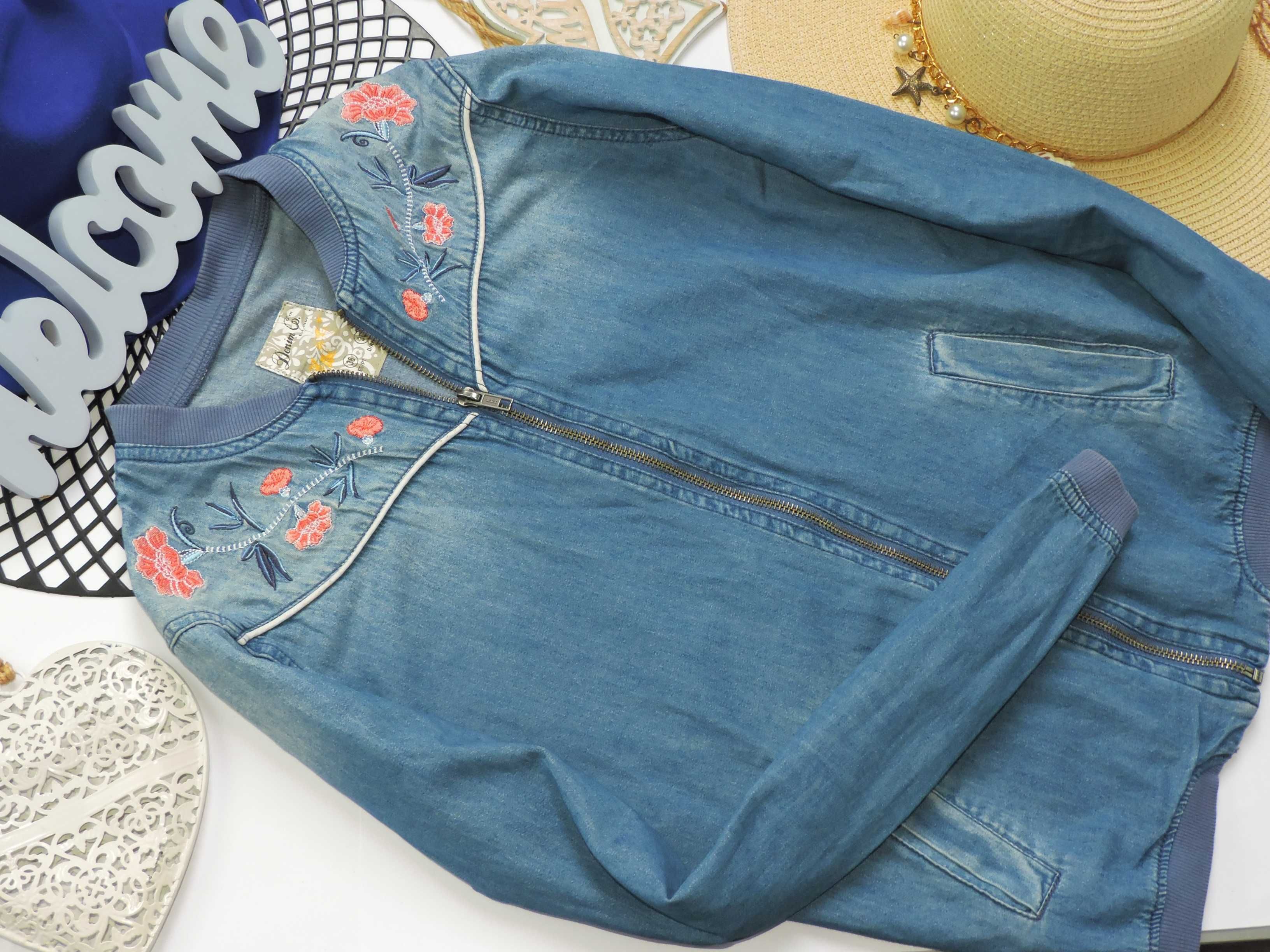 Denim Bluza bomberka jeans hafty  M