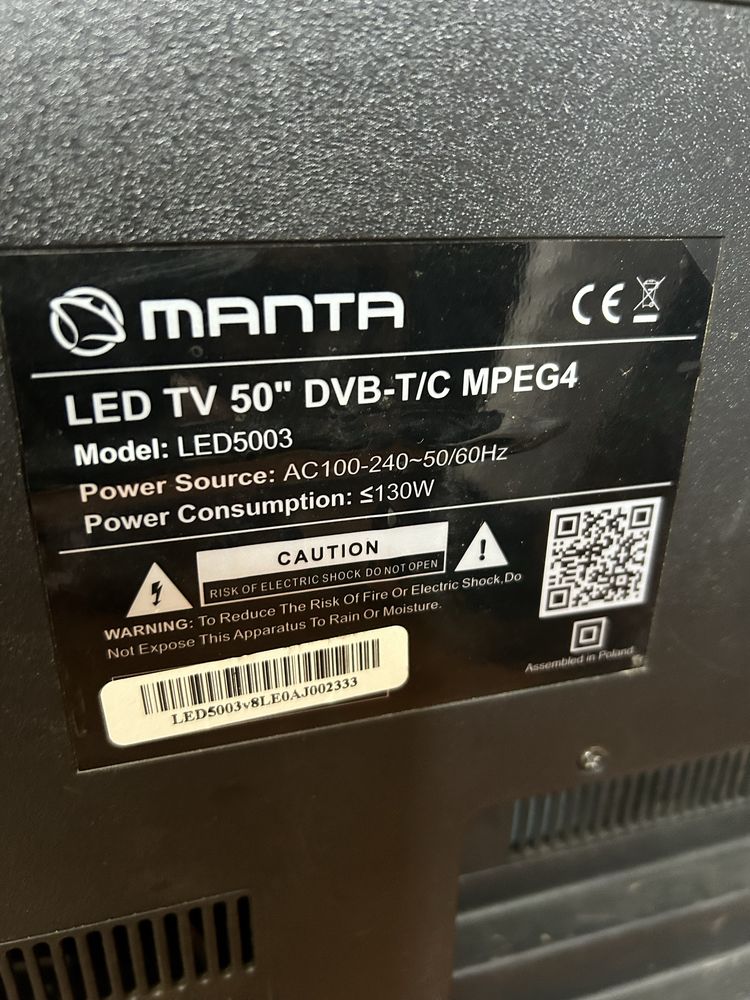 Tv LCD LED Manta 50 cali dvbt-t/c mpeg-4 ew zamiana