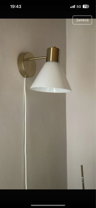 IKEA FLUGBO Żyrandol, kolor mosiądz/szkło + kinkiet