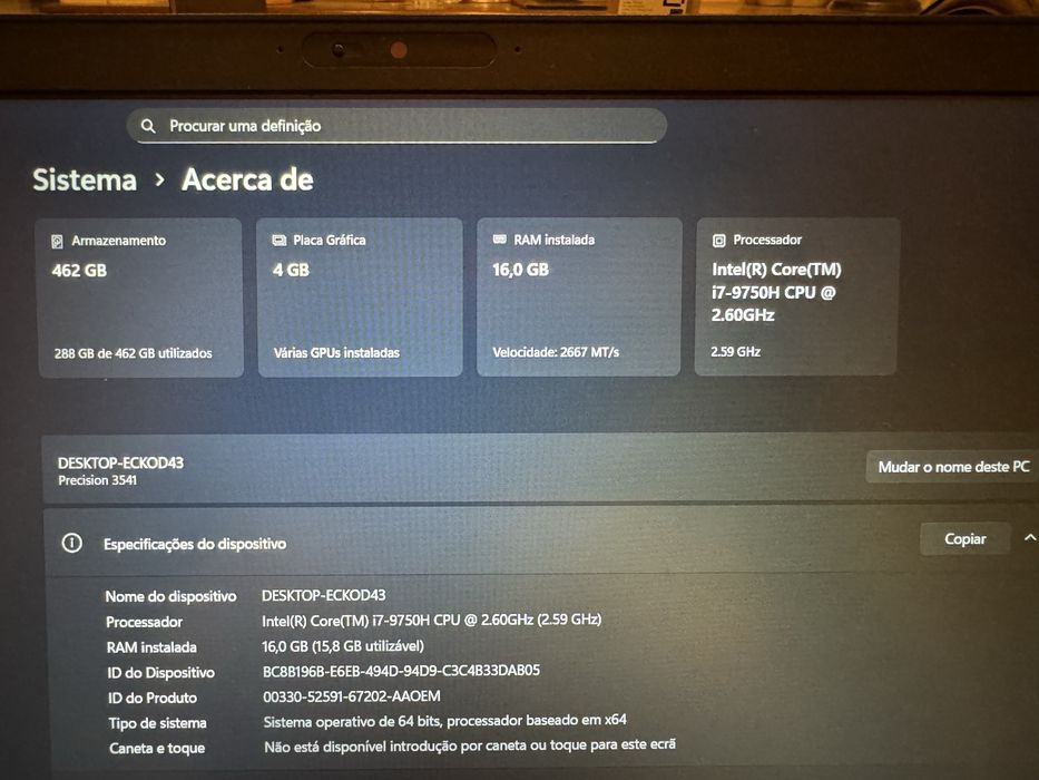 Computador Dell precision 3541 ( deixou dar som )