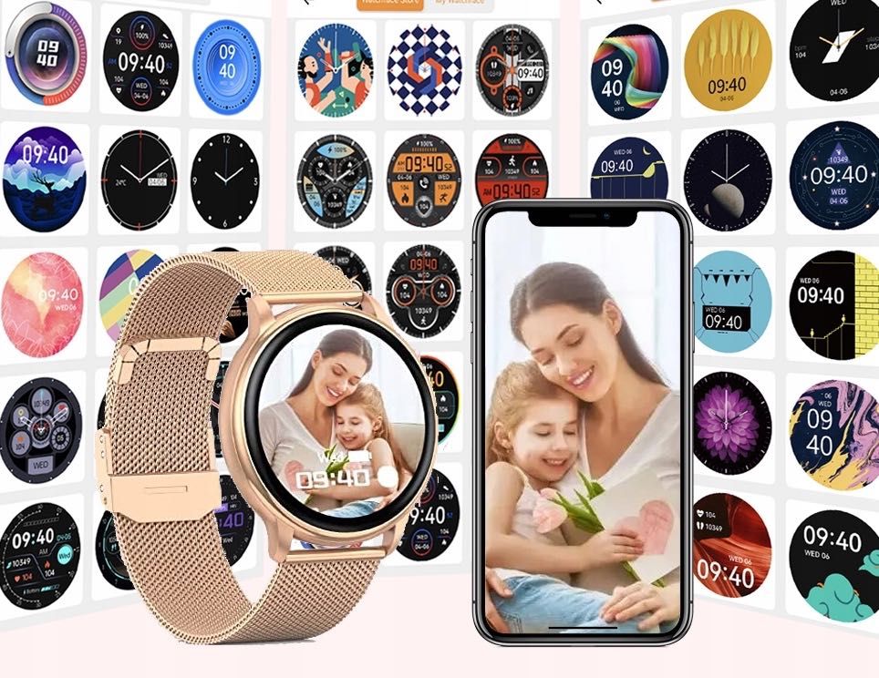 SMARTWATCH DAMSKI Dla Kobiety Funkcja Rozmowy Pulsometr Menu Polskie