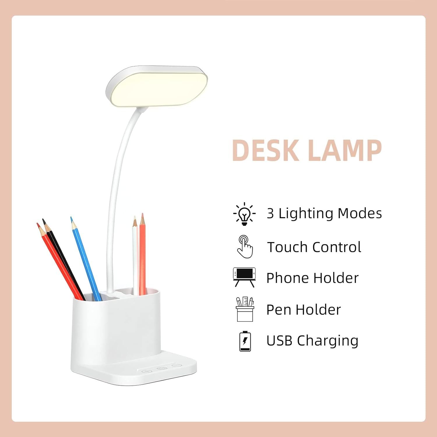 Lampka biurkowa Owwasd LED biały moc do 3 W
