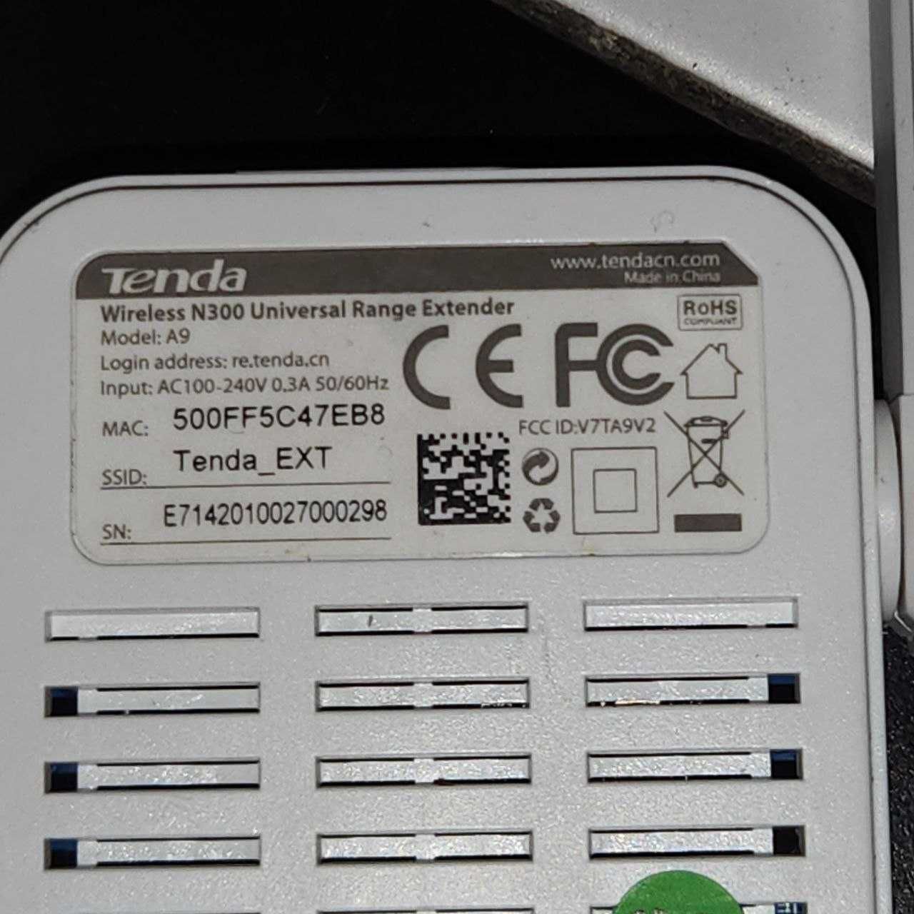 Ретранслятор підсилювач WiFi сигналу репітер Tenda N300 A9