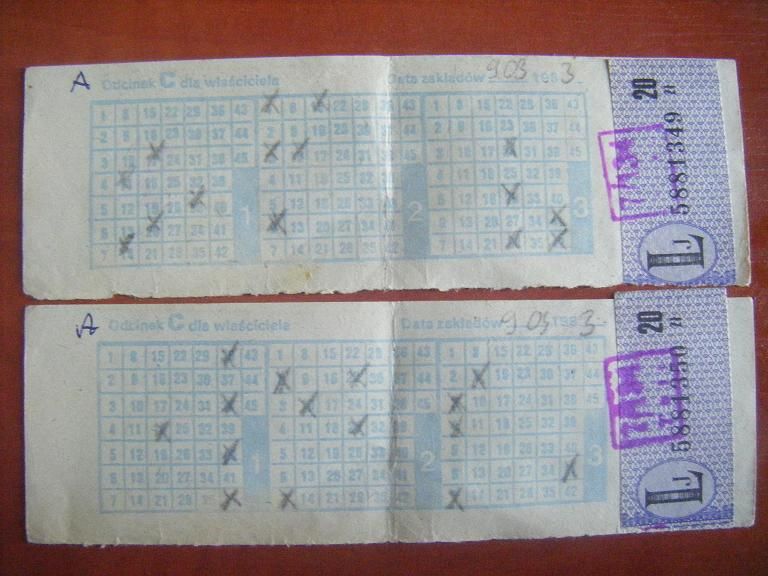 Kupon Lotto 09.03.1983  i 09.04.1983 PRL