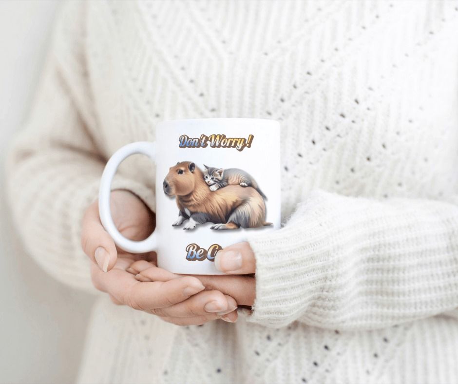 Kubek Ceramiczny Kapibara Don't Worry Be Capy Upominek Prezent