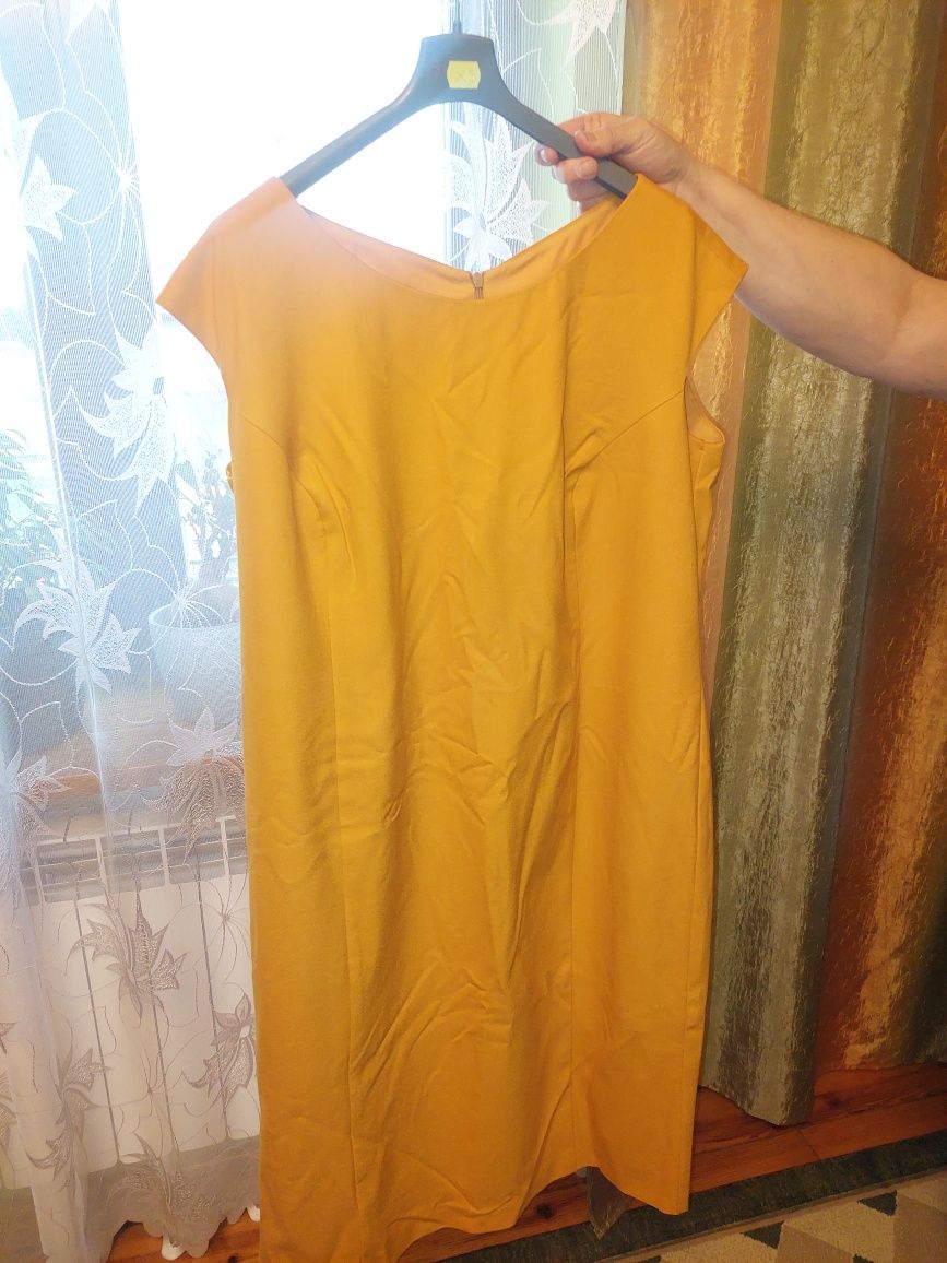 Sukienka musztardowa żółta na zamek 46-48