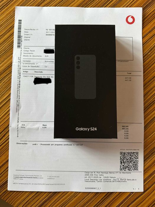 Samsung S24, selado e com fatura
