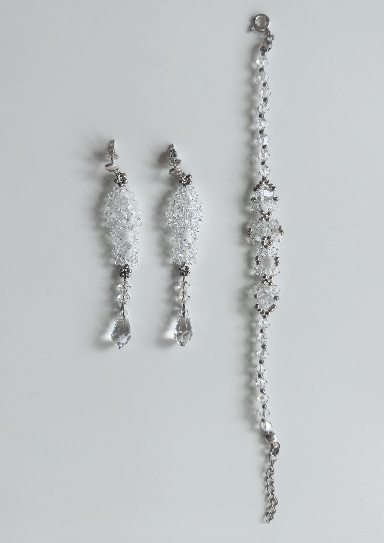 Biżuteria ślubna Kolczyki + bransoletka Swarovskiego srebro