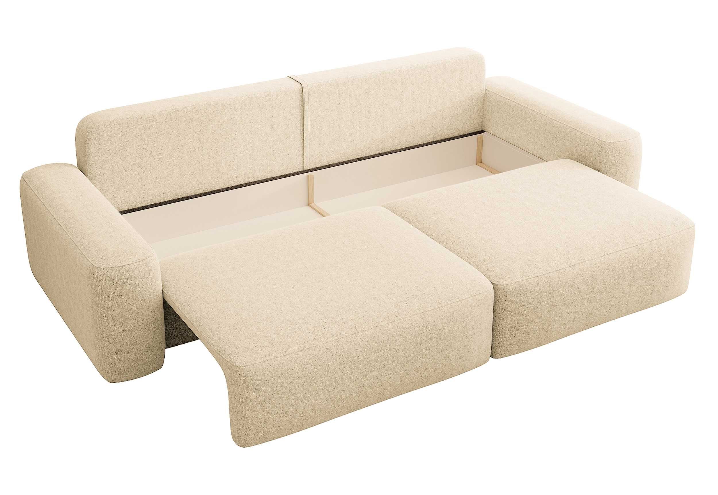 Kanapa sofa beżowa Carnos 3-osobowa rozkładana szenilowa
