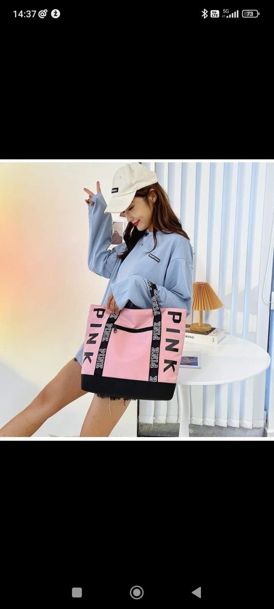 Hit shopper torba sportowa szkoła studiaPink VS casual