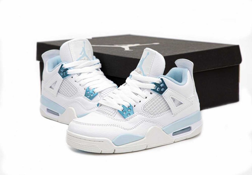 Кросівки Nike Air Jordan 4 White/Blue premium