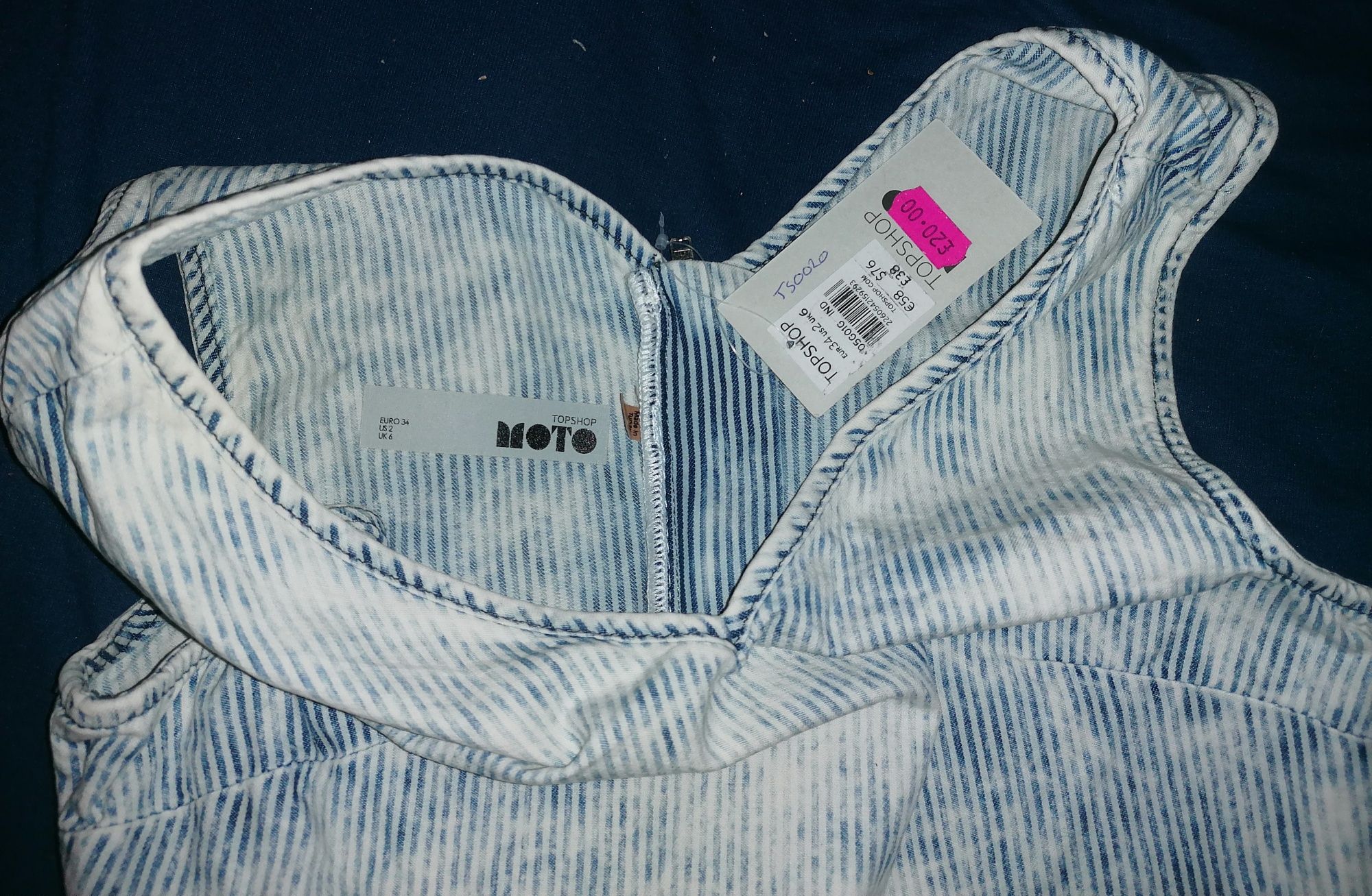 Topshop Moto Jeansowa denim nowa r. 34 sukienka paski rozjaśniana dye