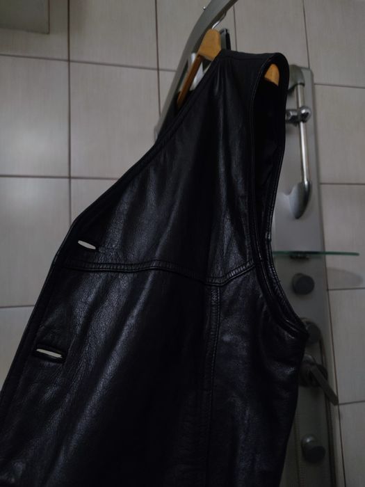 Bezrękawnik czarny L elegancki męski skórzany leather lieder opinający