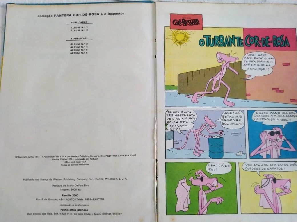 Livro infantil A Pantera cor de rosa e o Inspector, álbum 2, edi. 1979