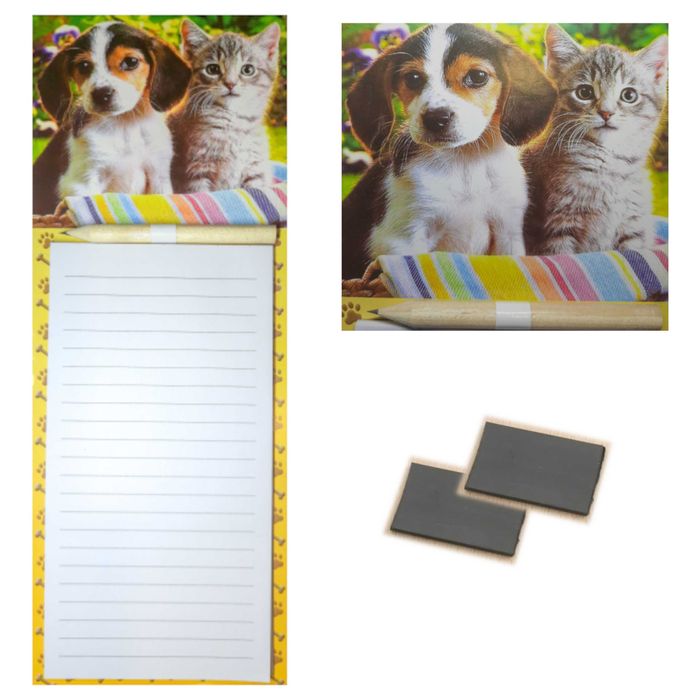 Notatnik na lodówkę z ołówkiem na magnes ze wzorem zwierząt 27x10cm