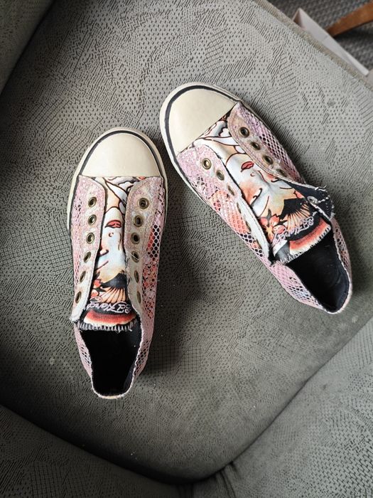 Trampki wsuwane Ed Hardy, rozmiar 38, azjatycki tattoo motyw