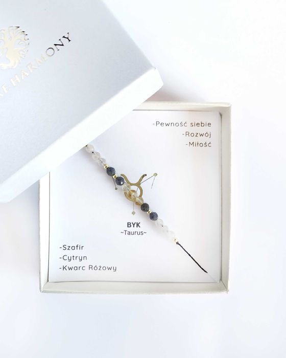 Bransoletka znaku zodiaku z kamieni szlachetnych - BYK WYPRZEDAŻ