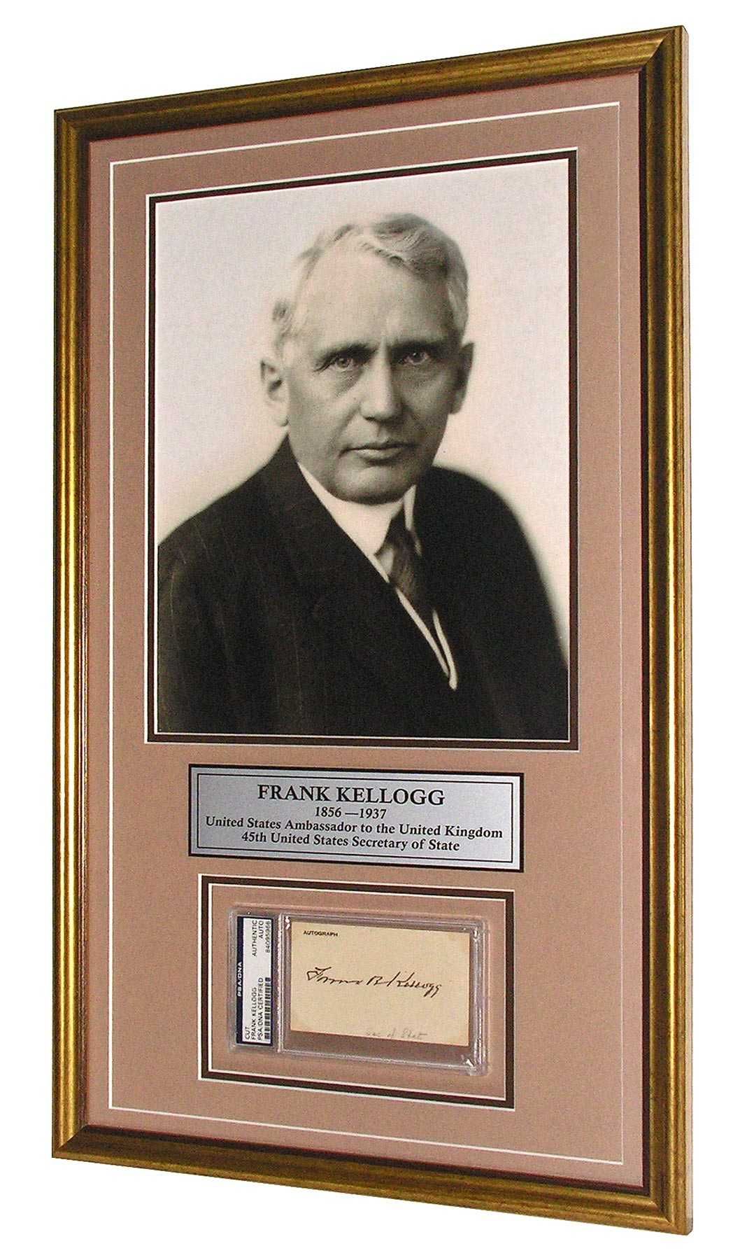 Frank Kellogg autograf w oprawie 1890