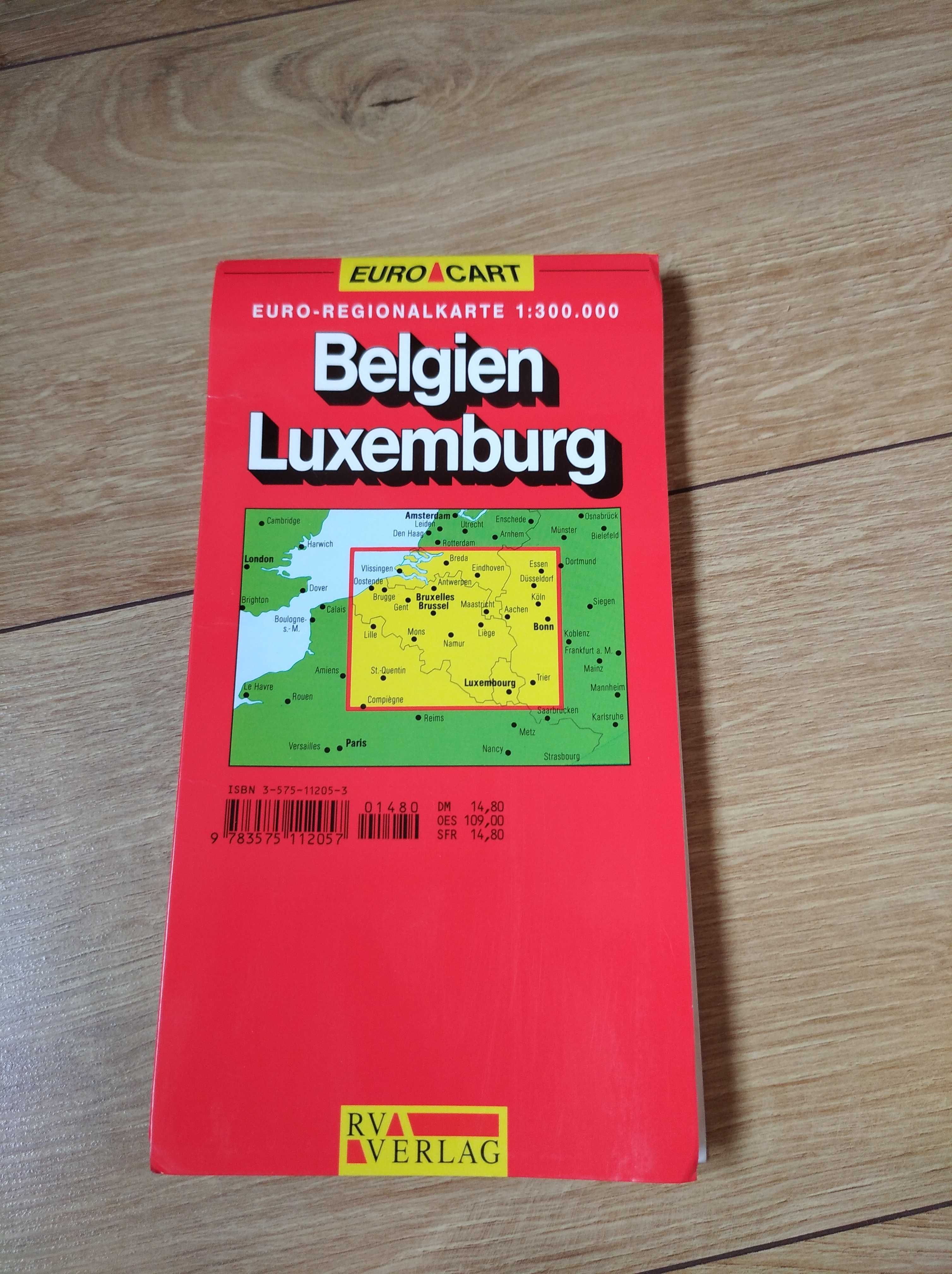 Mapa Belgia Luksemburg samochodowa Euro Cart papierowa