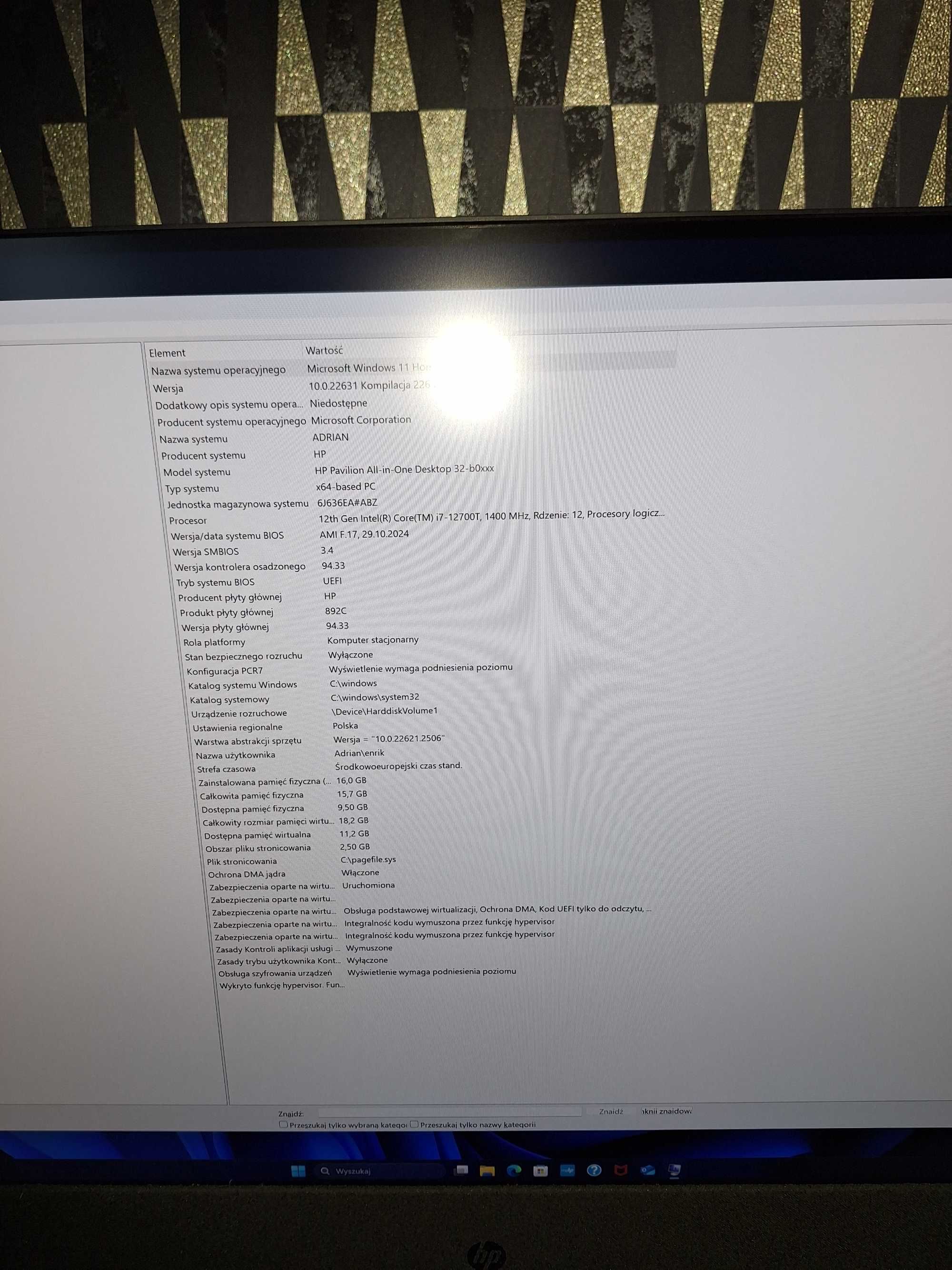 Komputer all in one hp 32 cale i7 12 gen