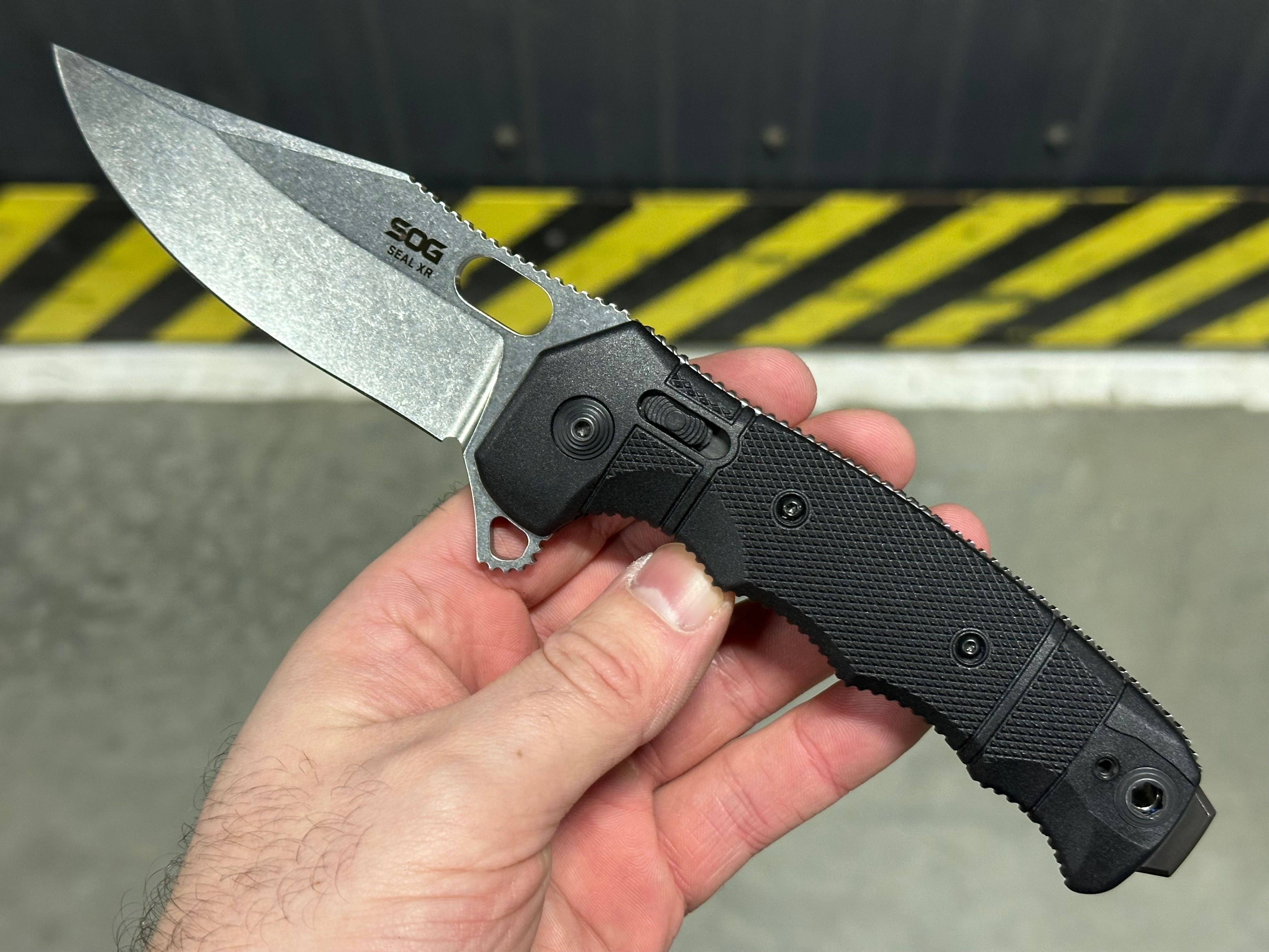 SOG Seal XR Flipper XR-Lock Knife Black GRN 3.9" Stonewash S35VN