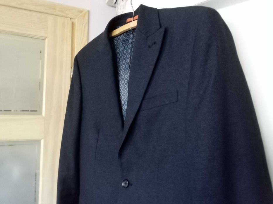 Jak NOWA next marynarka męska garnitur 38r slim fit granatowa M 48