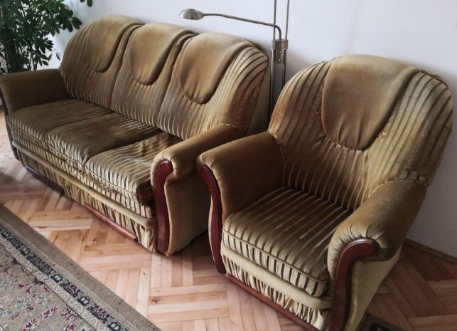 Sofa kanapa z funkcją spania i dwa fotele