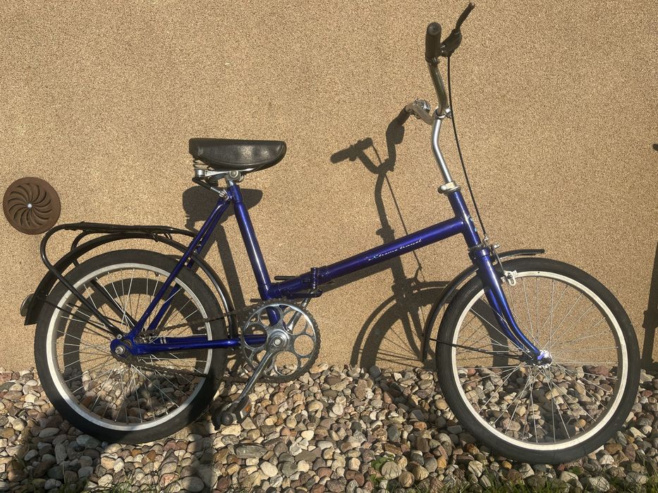 Granatowy Rower Składany Składak PRL Sprawny