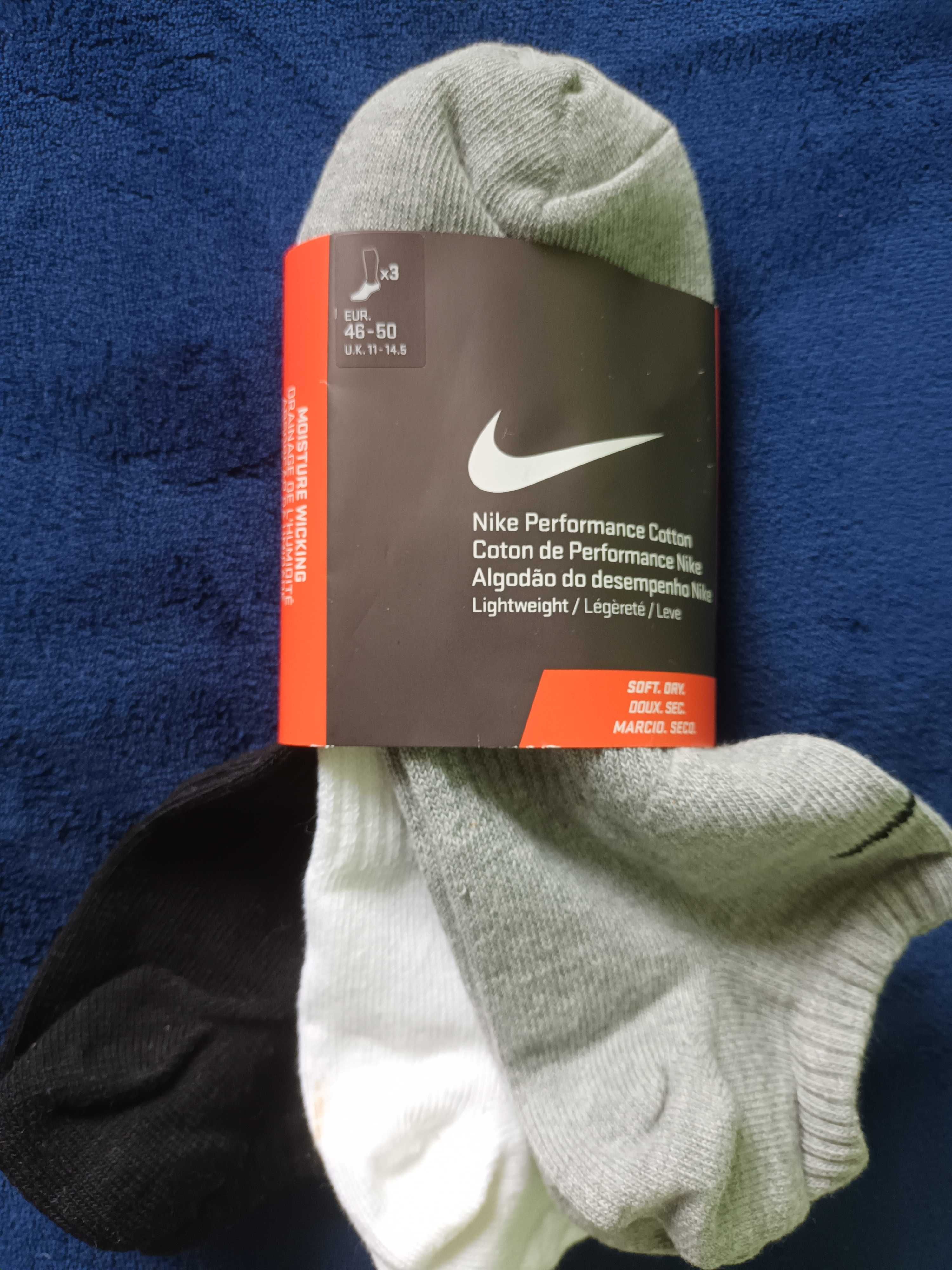 Skarpety Nike  oryginalne 46-50, 3 pak i 3 kolory- promocja