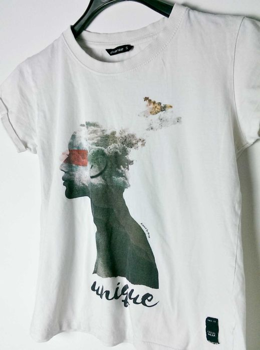 Damska bluzka koszulka t-shirt top krótki rękaw biała Unique Diverse S