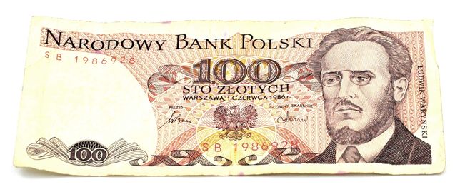 Banknot 100 złotych PRL - 1986