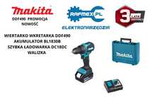 Makita Wiertarko Wkrętarka DDF490 z Aku 18V 3,0Ah i ładowarką Nowość