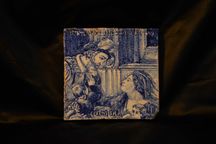 Azulejo pintado à mão - D. Pedro e Inês de Castro (Coimbra)