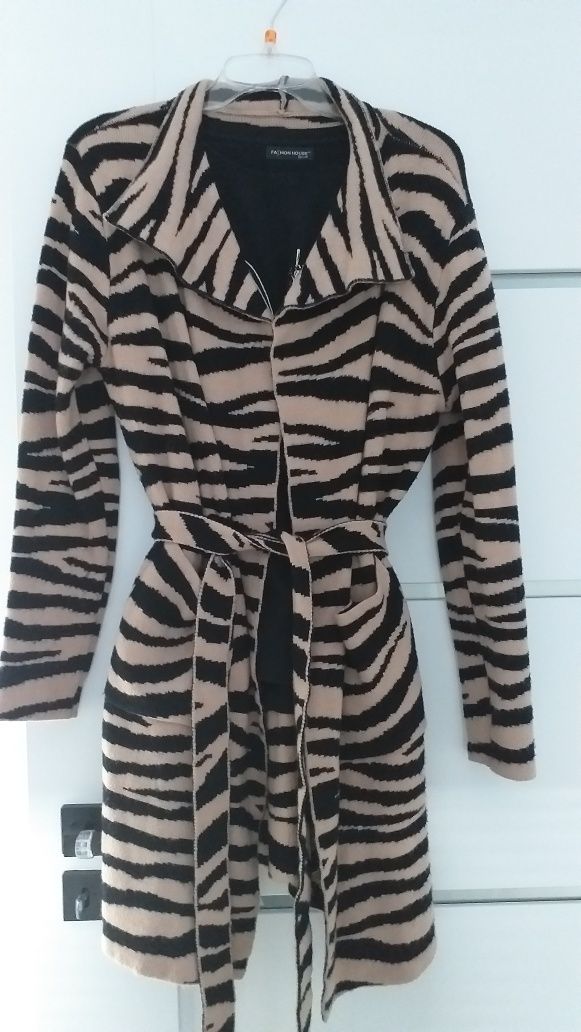 Kardigan sweter damski uni zebra