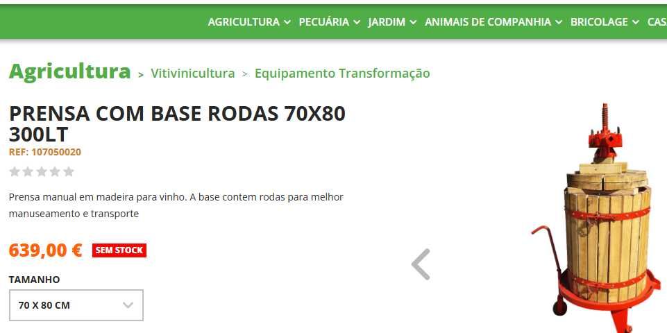 Cincho ou prensa de uvas de vinho completa
