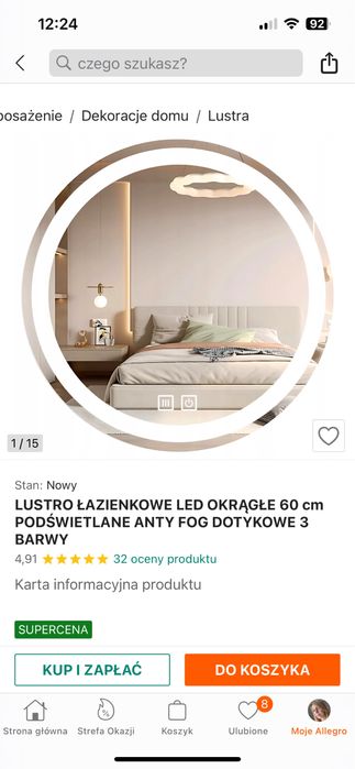 Lusto lazienkowe podswietlane 60