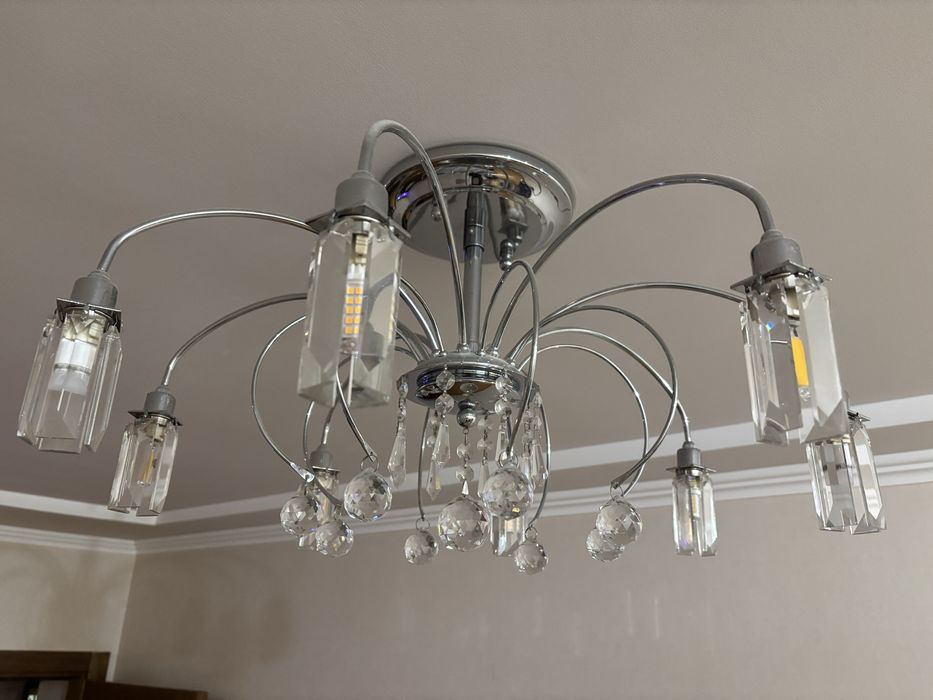 Люстра, світильник кришталева стельовий 9xG9 хром