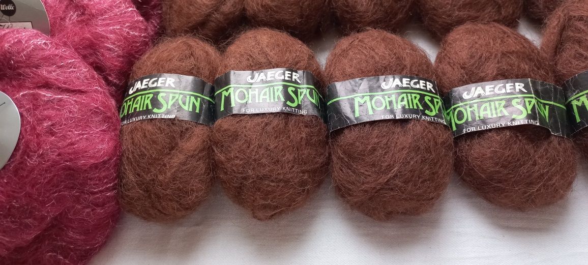Moher mohair wełna włóczka zest. 6 + 10 szt
