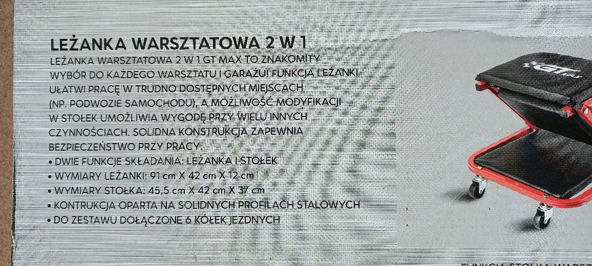 Leżanka warsztatowa - dwu funkcyjna  2 w 1