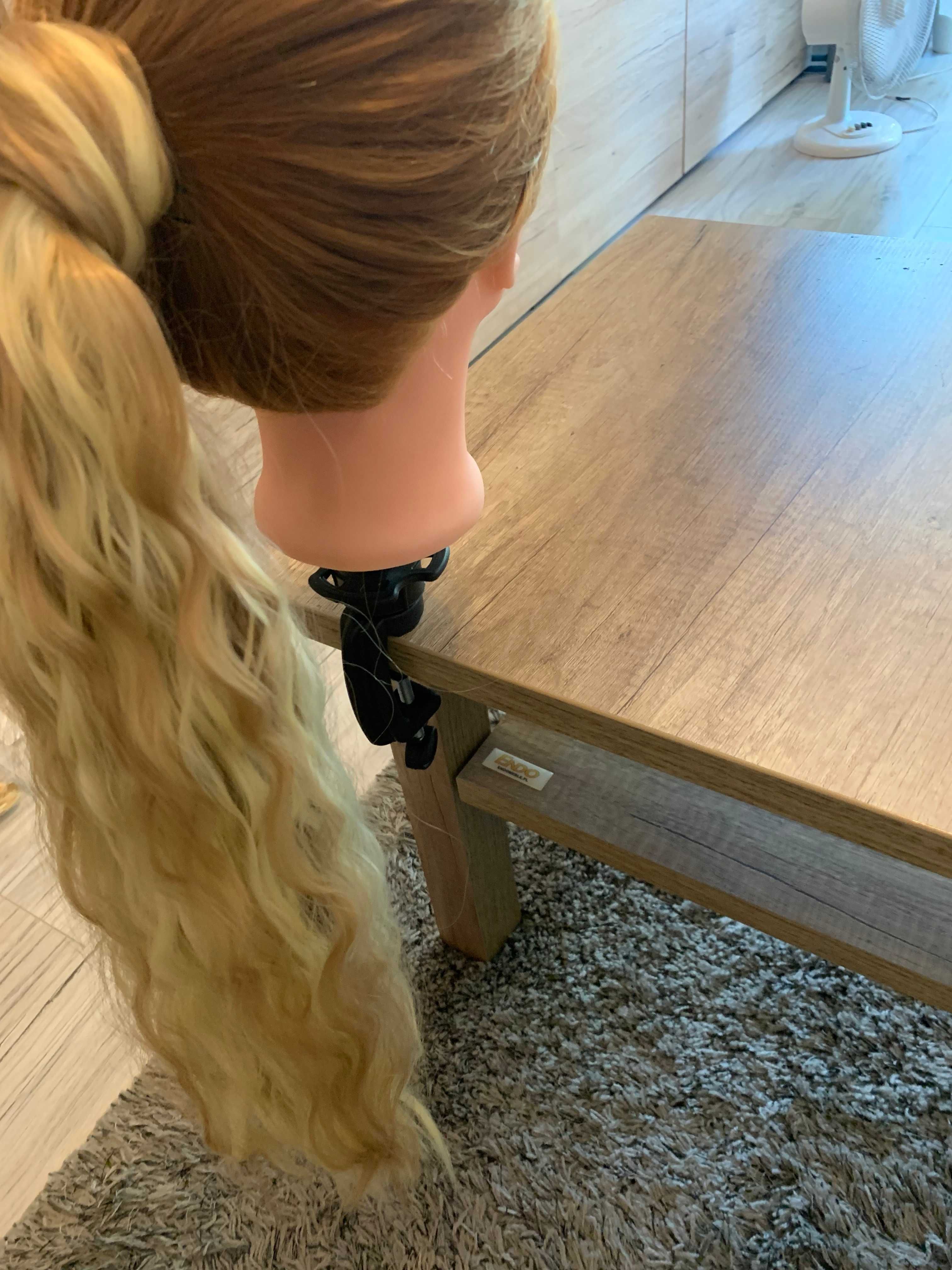 Doczepiany kucyk falistymi ciemny jasny blond kręcony długi 60 cm