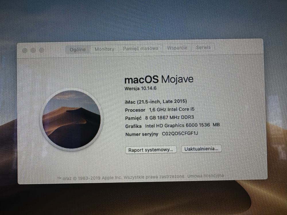 iMac 21.5”, Intel core 1.6GHz i5, 8GB RAM, 1TB HDD