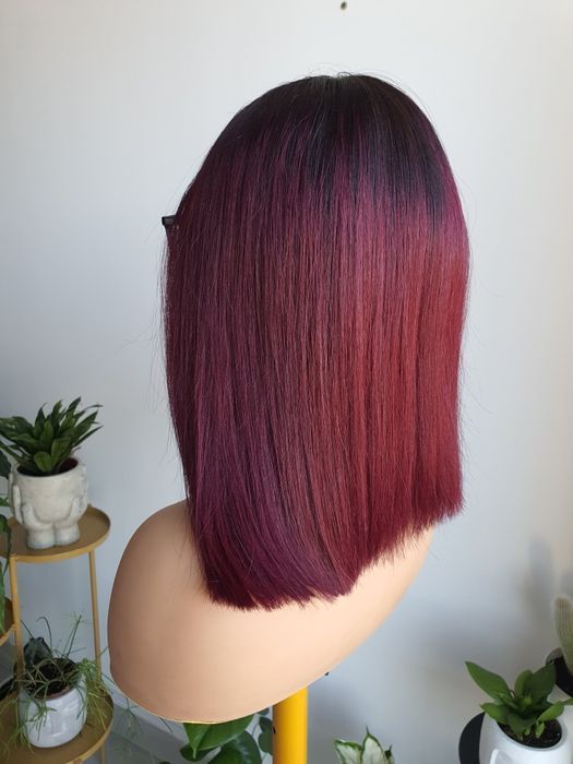 Peruka naturalna burgund Klara włosy naturalne