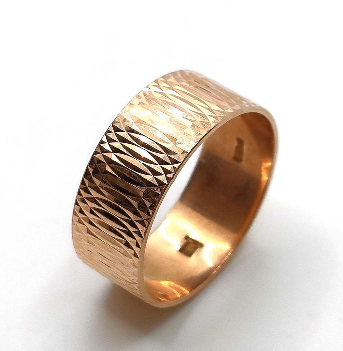 Złota obrączka szer.10mm zdobiona Pr.583 W:5,91gr Roz.25