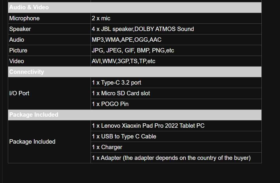Lenovo Pad Pro 2022  Android 12 Kompanio 1300T Octa Core 6GB Oled