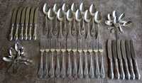 Столовый набор ложки вилки ножи на 12 персон покрыт серебром из СССР