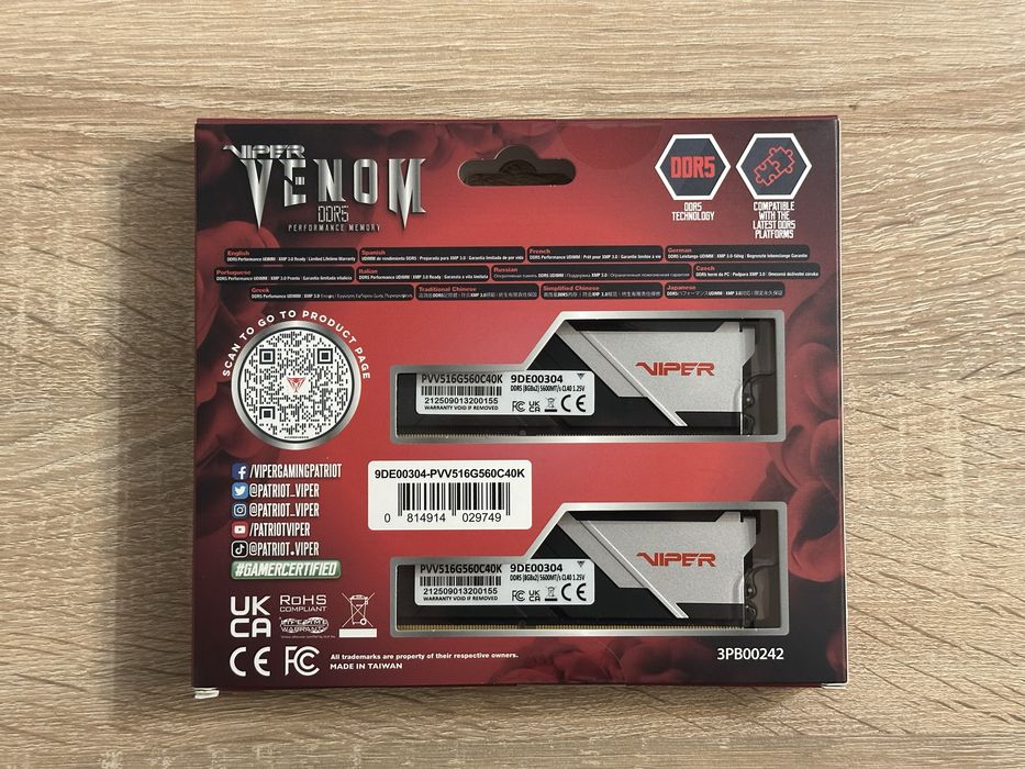 [Nowe! Gw!] PAMIEC RAM DDR5 Patriot 16GB (2x8GB) 5600MHz VIPER VENOM