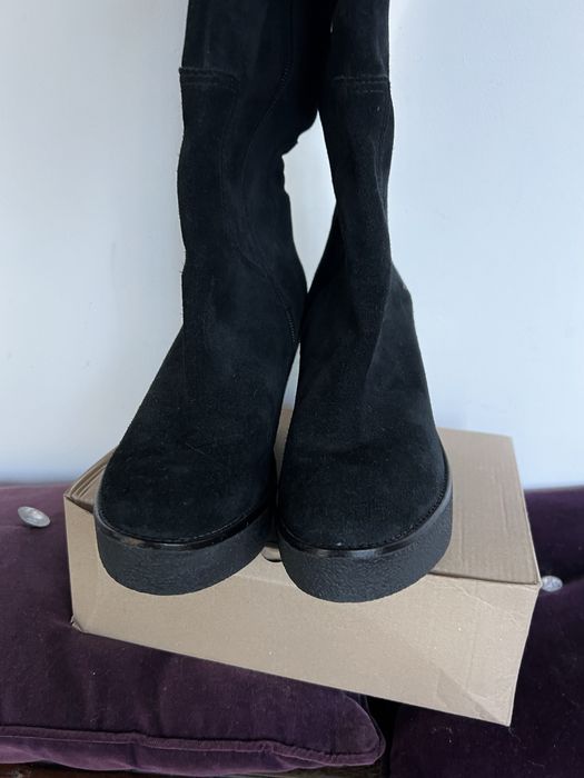 Tommy Hilfiger 40 zamszowe skórzane koturny kozaki czarne niwe