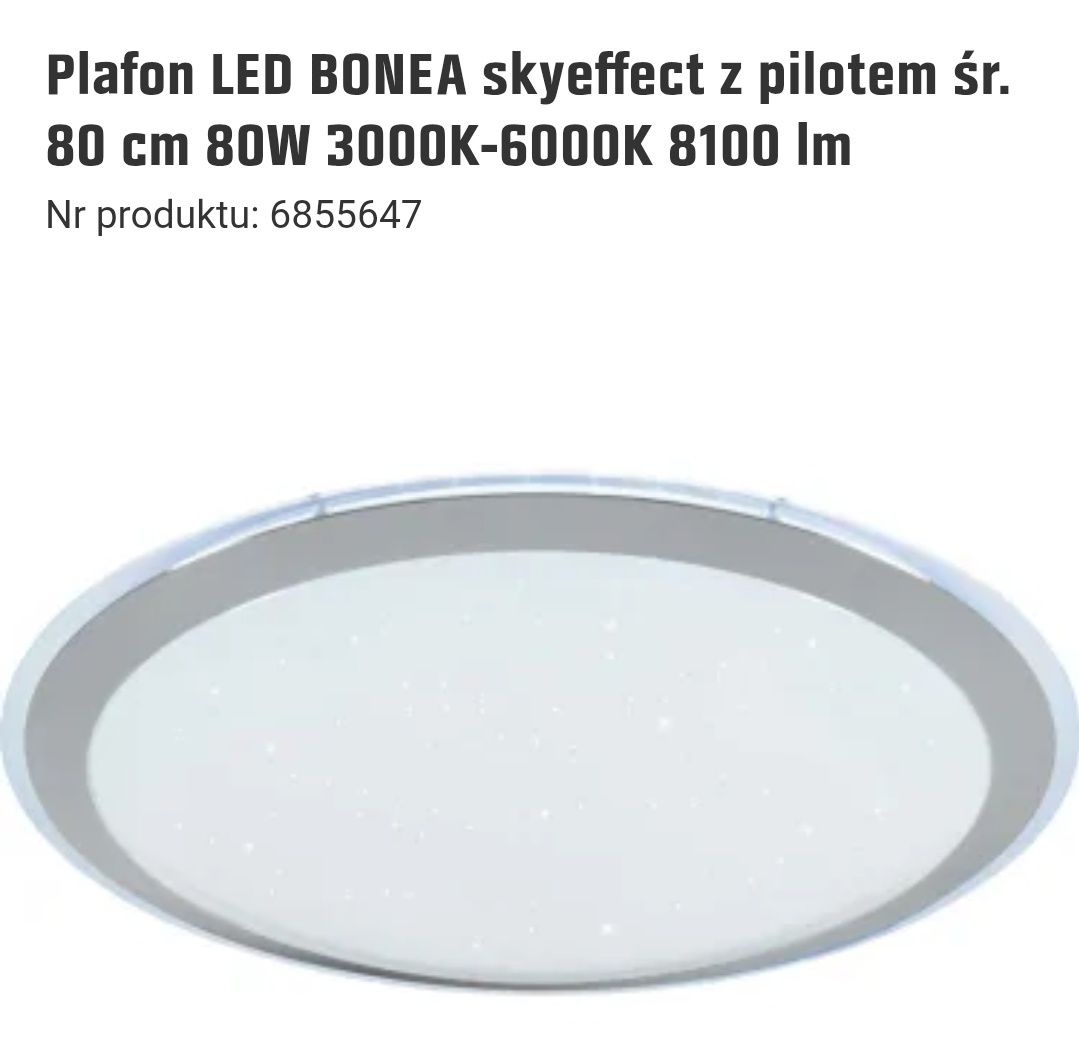 Duży plafon led skyeffect 80cm z pilotem